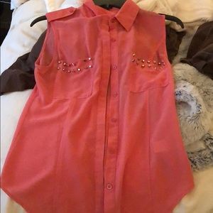 Hot pink size Small Audrey Ann top with beading